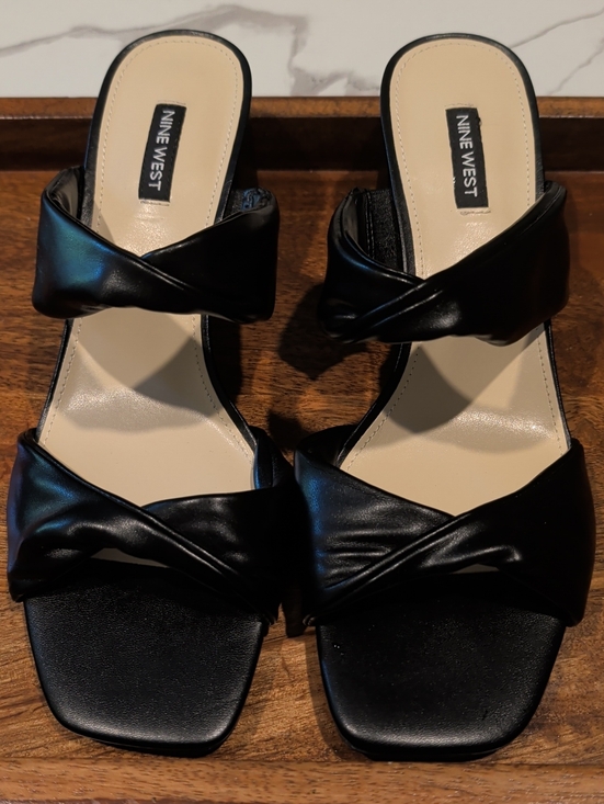 Nine West Shoes - NINE WEST  Size 11M-Black Twisted Double-Strap Slide Mules